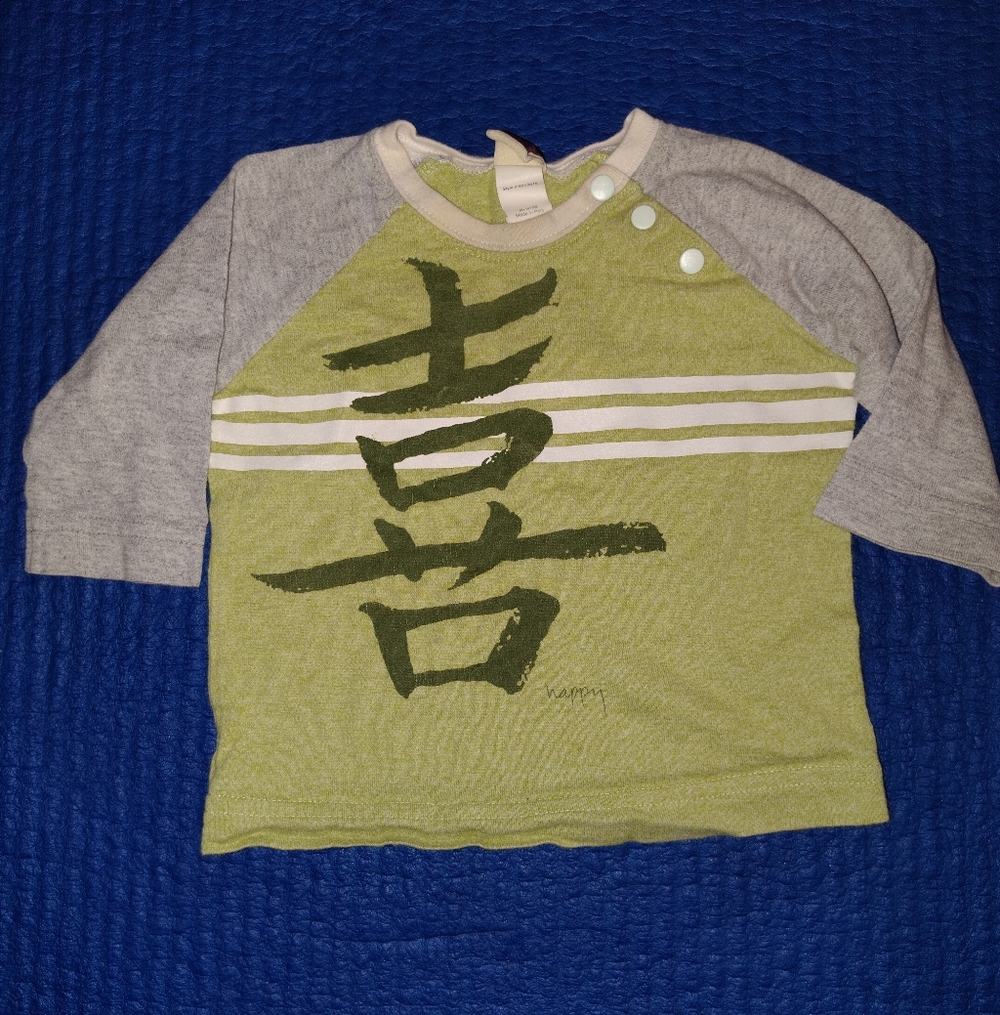 Tea Green and Gray "Happy" Shirt